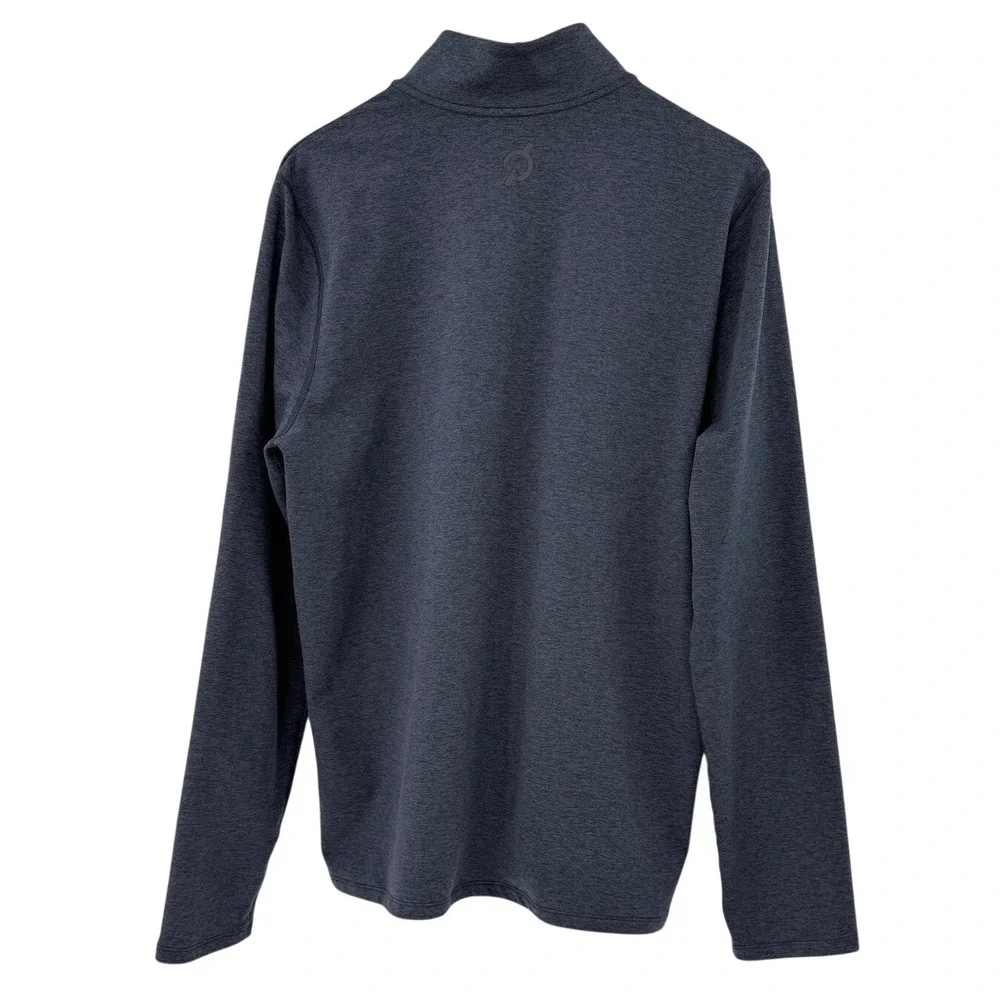 Peloton Mens Quarter Zip Pullover Heather Navy Blue Athletic Training Top Size M